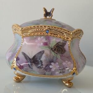 Decorative Butterfly Trinket Box with Gold Accents
